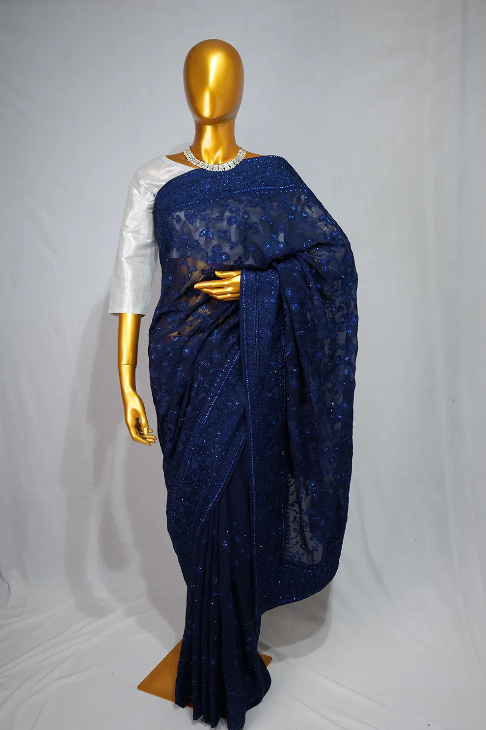 Blue Premium Soft Chiffon Party Wear Saree
